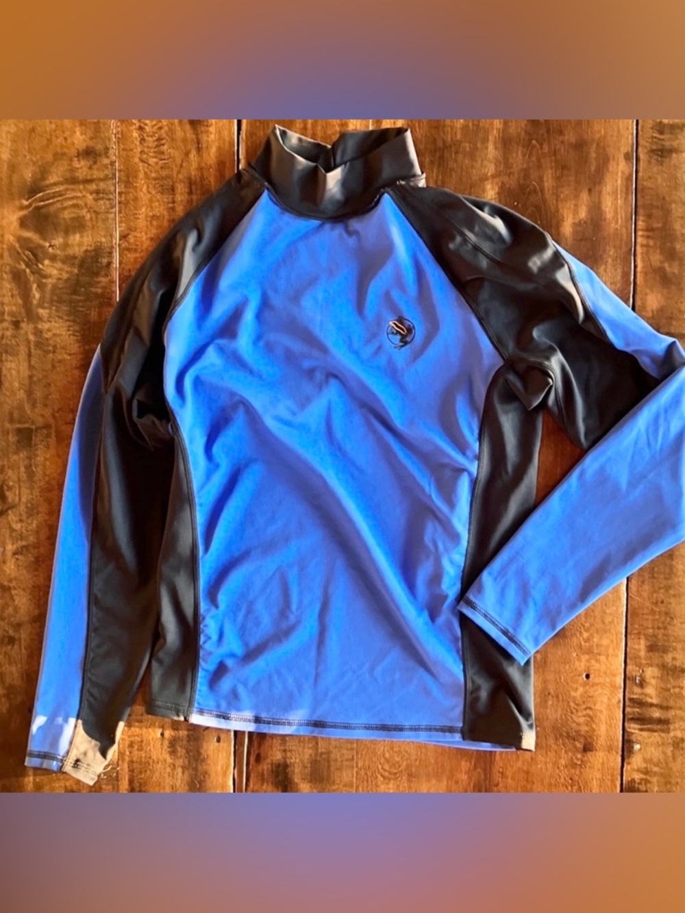 AKONA Adventure Gear Rash Guard Kids Large Blue Black EUC